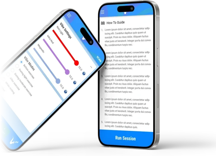 DNA Vibe case study: the iOS & Android app shown on a device