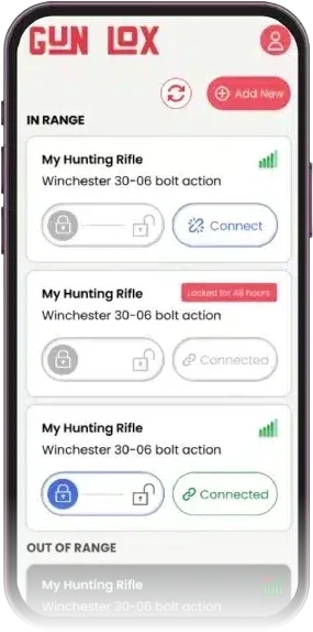 GunLox app shown on a device