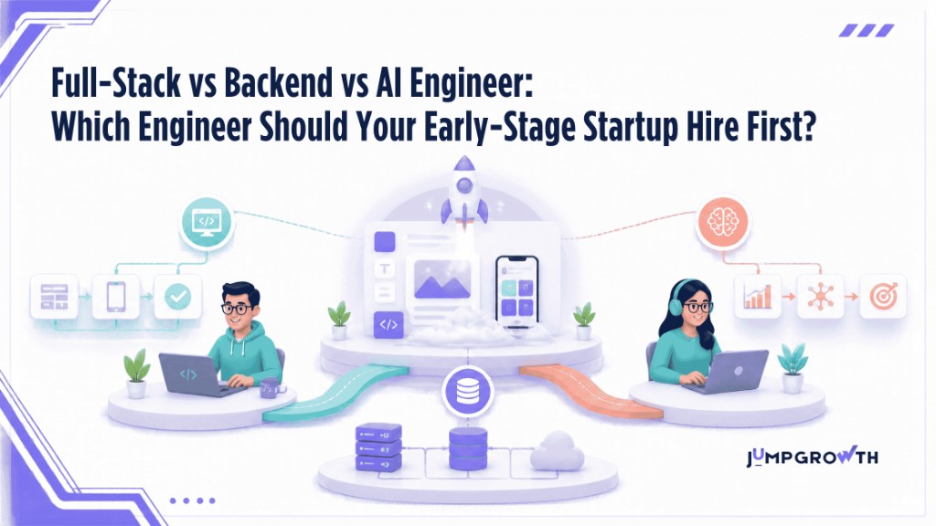 Full-stack vs backend vs AI engineer: a product interface, shared database, and AI workflow for a startup's first hire.