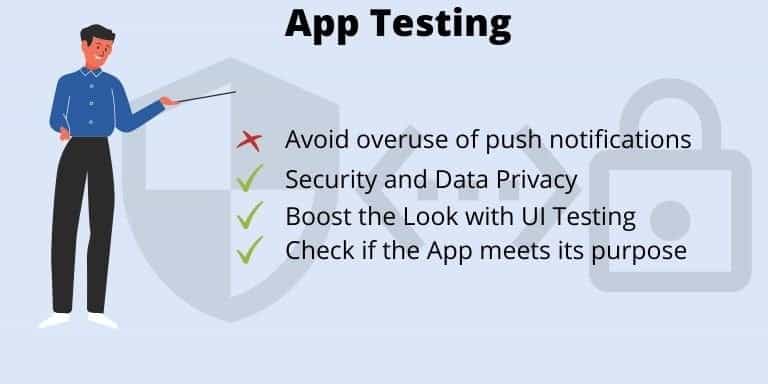 7th step to develop an app is to Test your Developed App